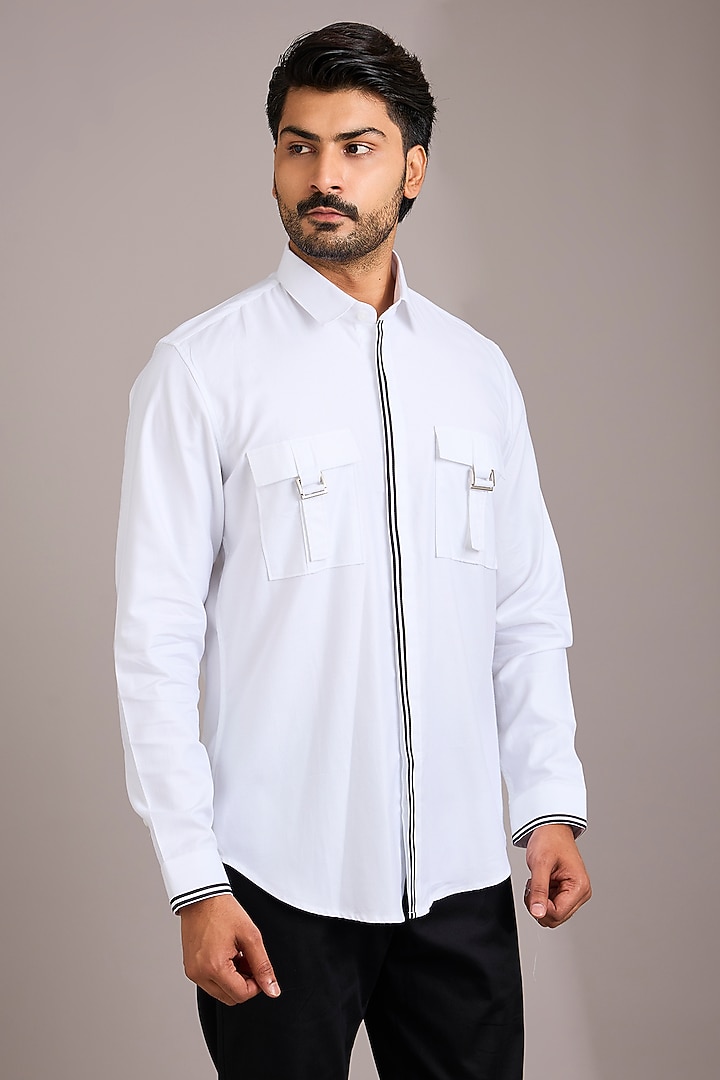 White Cotton Party Wear Shirt by H2O at Pernia's Pop Up Shop