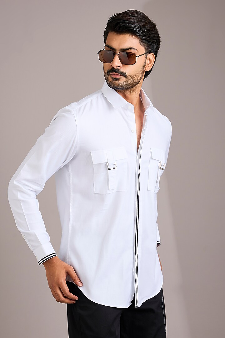 White Cotton Party Wear Shirt by H2O at Pernia's Pop Up Shop