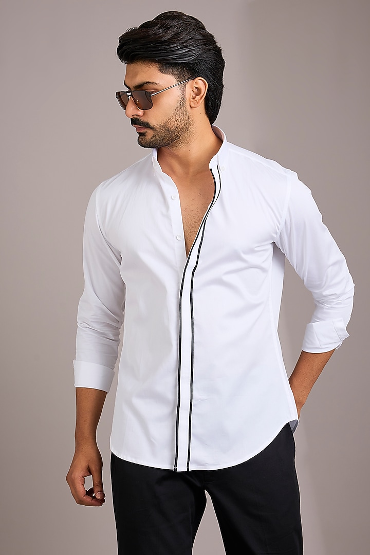White Cotton Party Wear Shirt by H2O at Pernia's Pop Up Shop