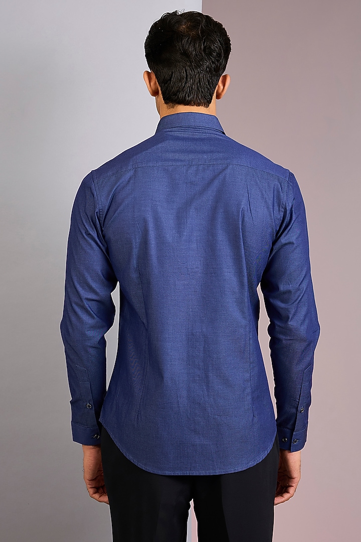 Denim Blue Cotton Party Wear Shirt by H2O at Pernia's Pop Up Shop