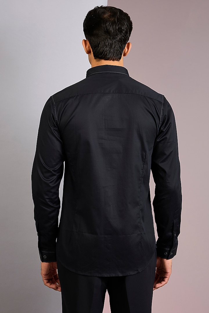 Black Cotton Party Wear Shirt by H2O at Pernia's Pop Up Shop