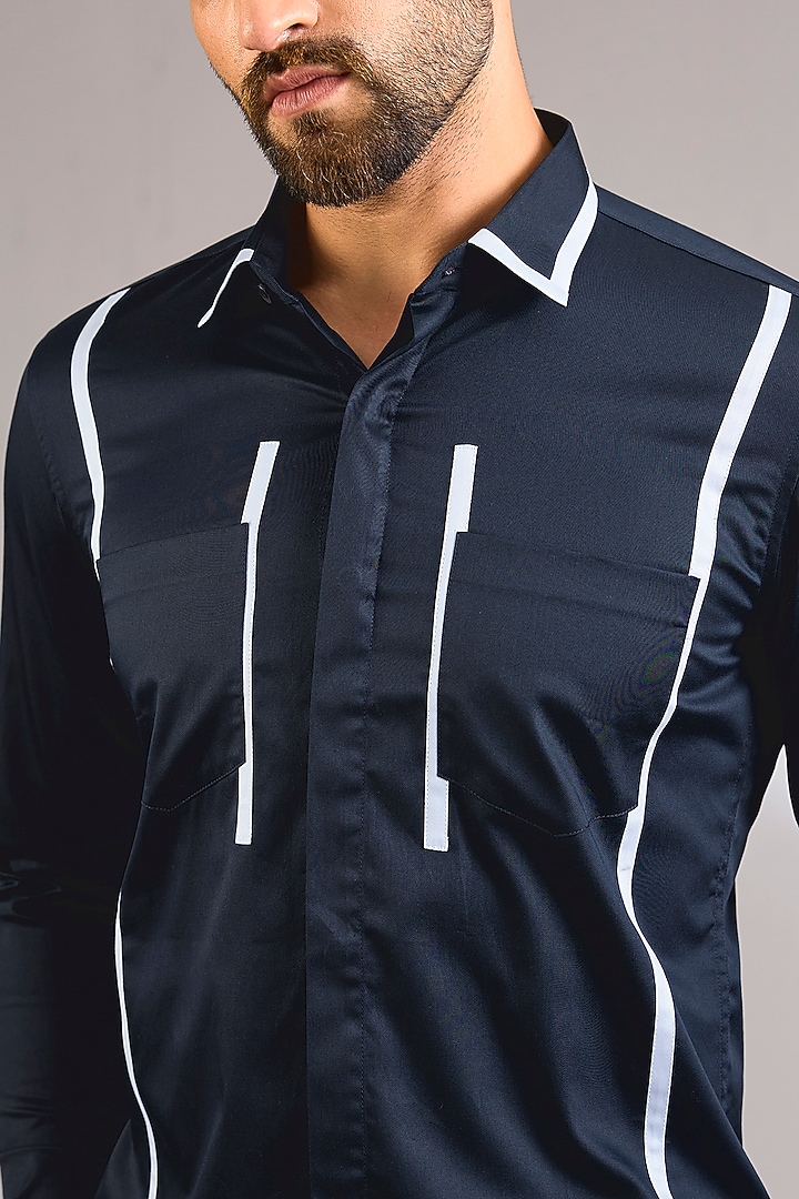 Blue Cotton Party Wear Shirt by H2O at Pernia's Pop Up Shop