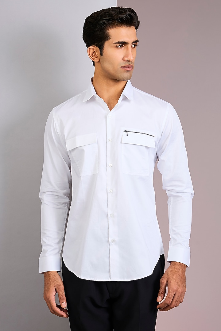 White Cotton Party Wear Shirt by H2O at Pernia's Pop Up Shop