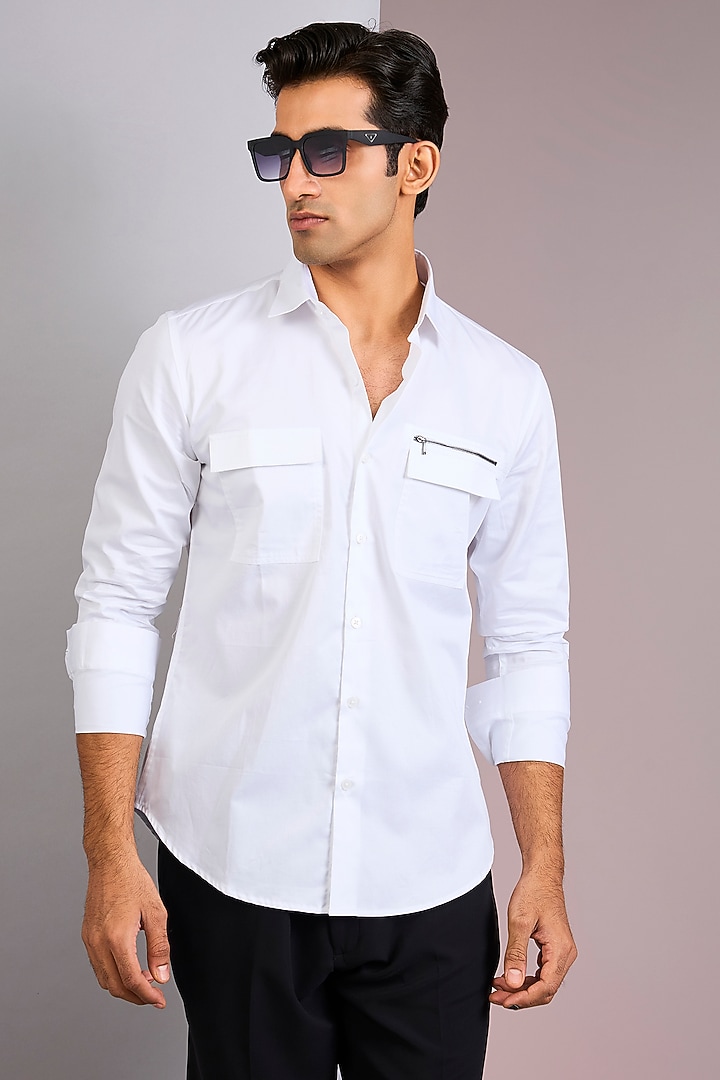 White Cotton Party Wear Shirt by H2O at Pernia's Pop Up Shop