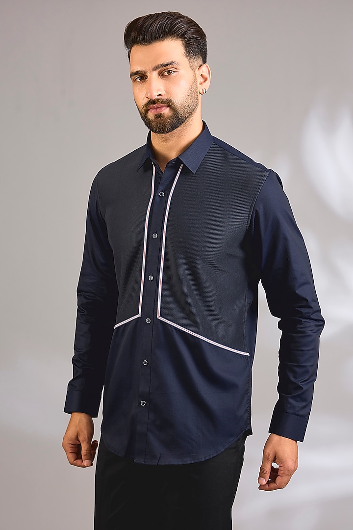 Blue Cotton Party Wear Shirt by H2O at Pernia's Pop Up Shop