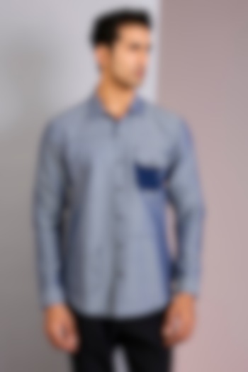 Grey Cotton Party Wear Shirt by H2O at Pernia's Pop Up Shop