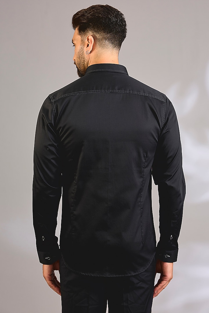 Black Cotton Party Wear Shirt by H2O at Pernia's Pop Up Shop