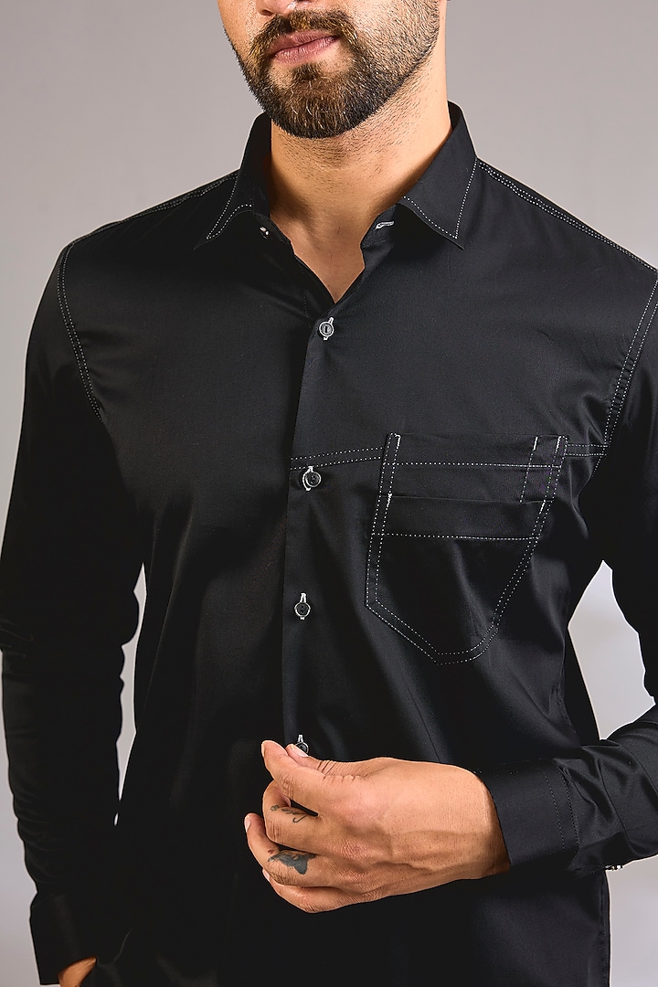 Black Cotton Party Wear Shirt by H2O at Pernia's Pop Up Shop