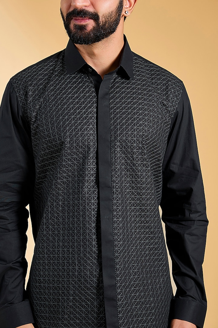 Black Cotton Party Wear Shirt by H2O at Pernia's Pop Up Shop