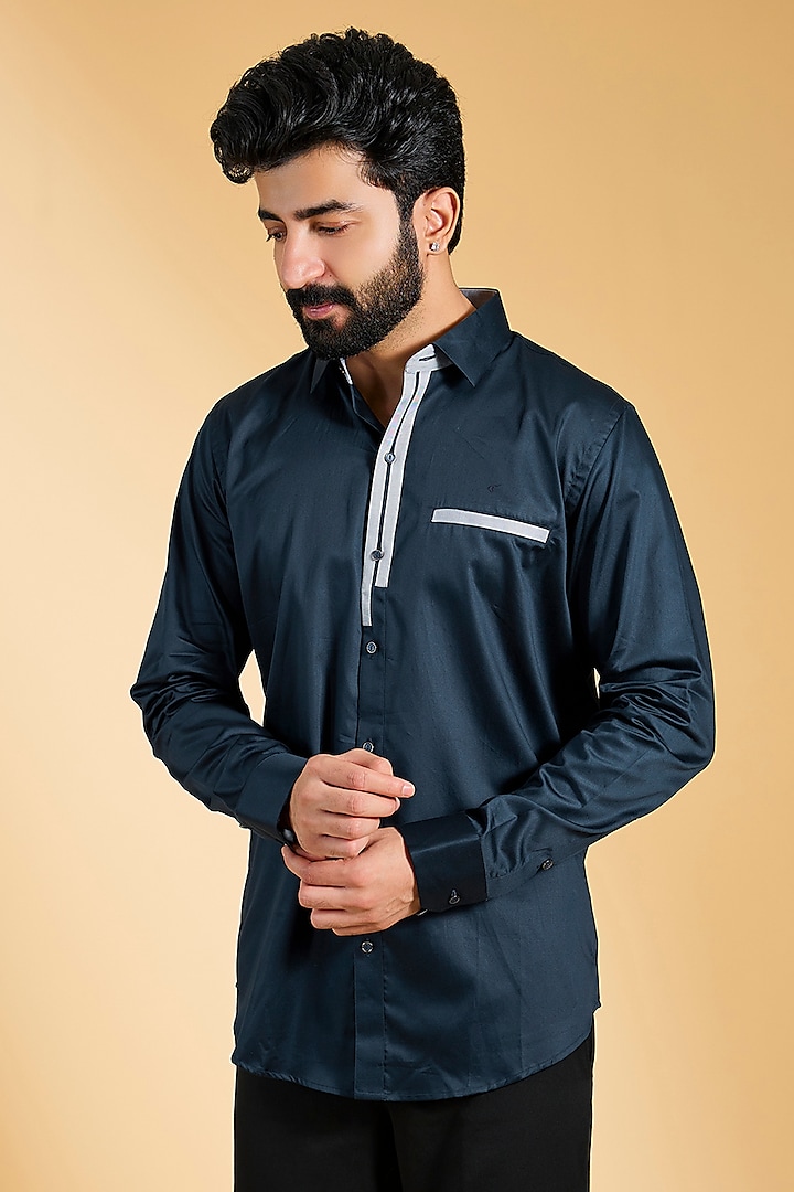Navy Blue Cotton Shirt by H2O