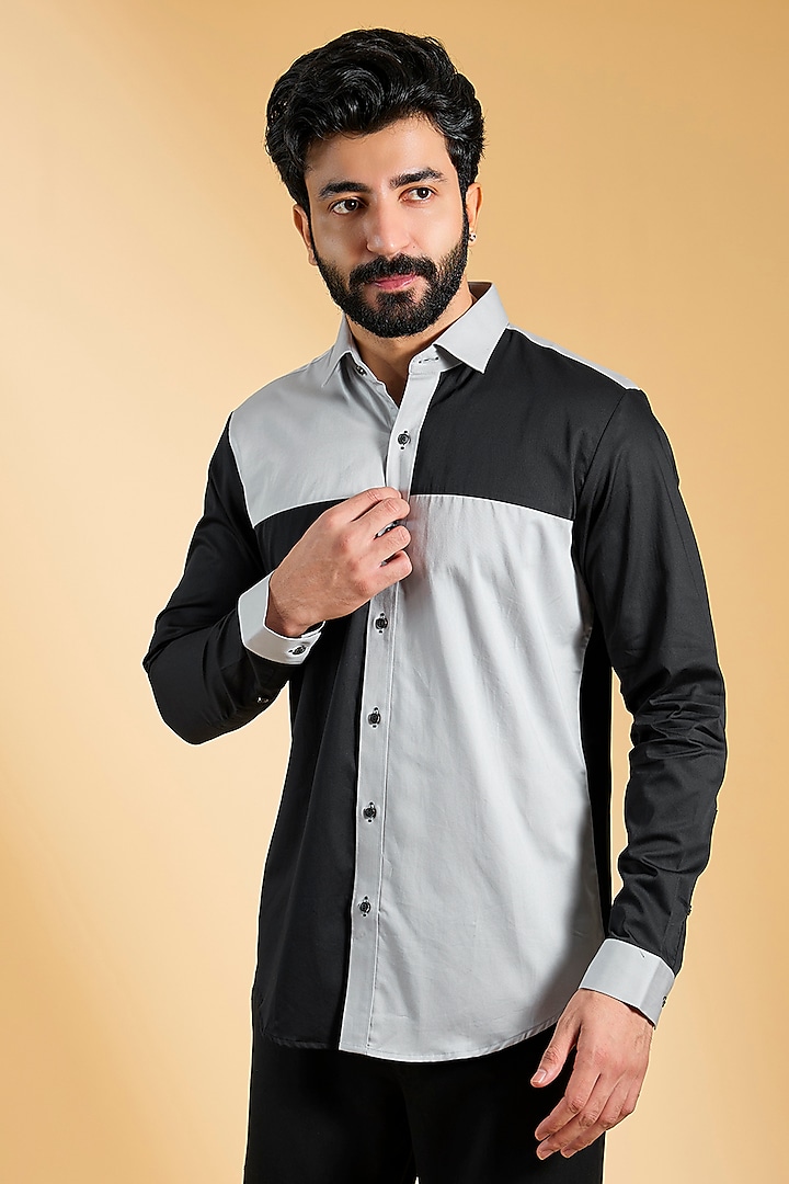 Black & Grey Cotton Shirt by H2O