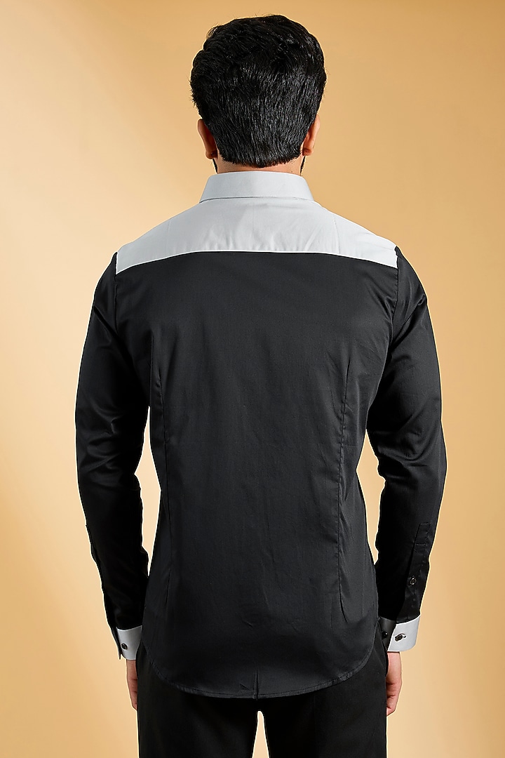 Black & Grey Cotton Party Wear Shirt by H2O at Pernia's Pop Up Shop