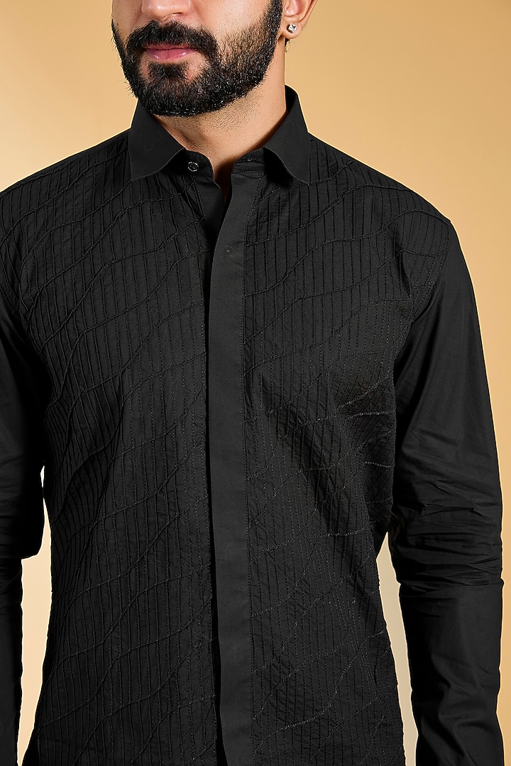 Black Cotton Party Wear Shirt by H2O at Pernia's Pop Up Shop