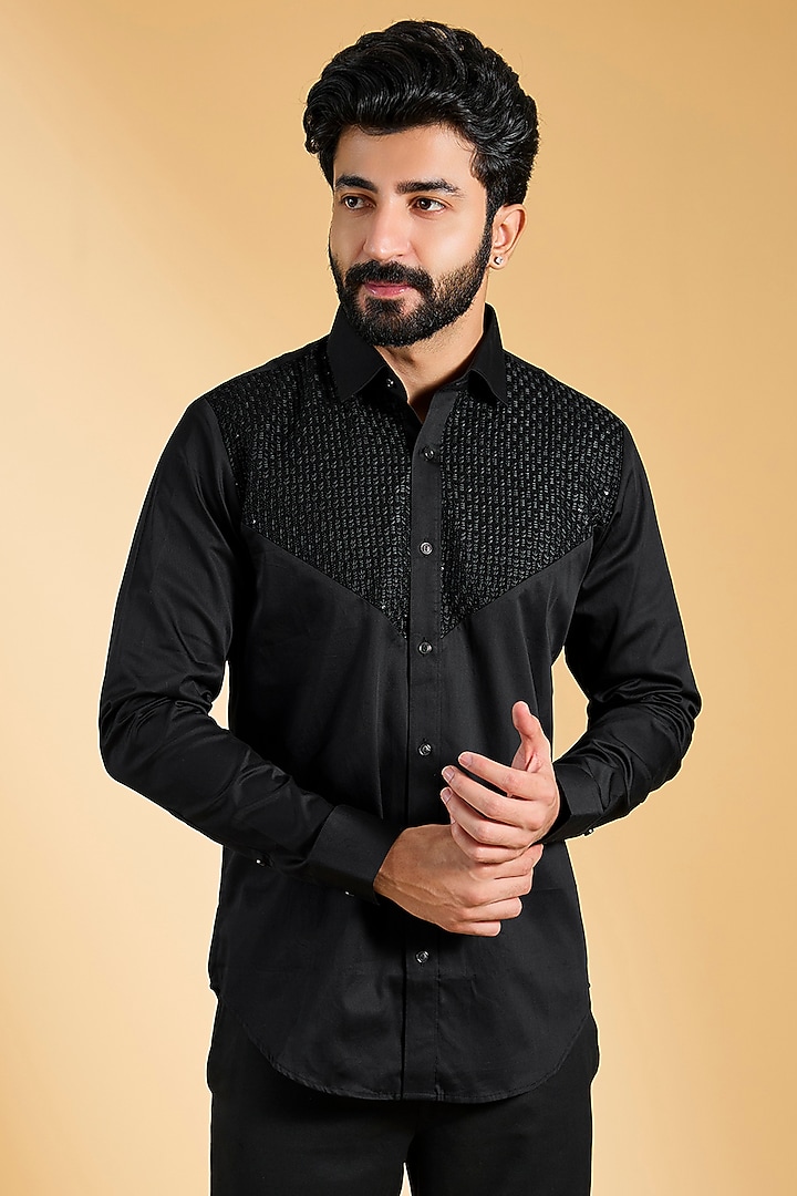 Black Cotton Shirt by H2O