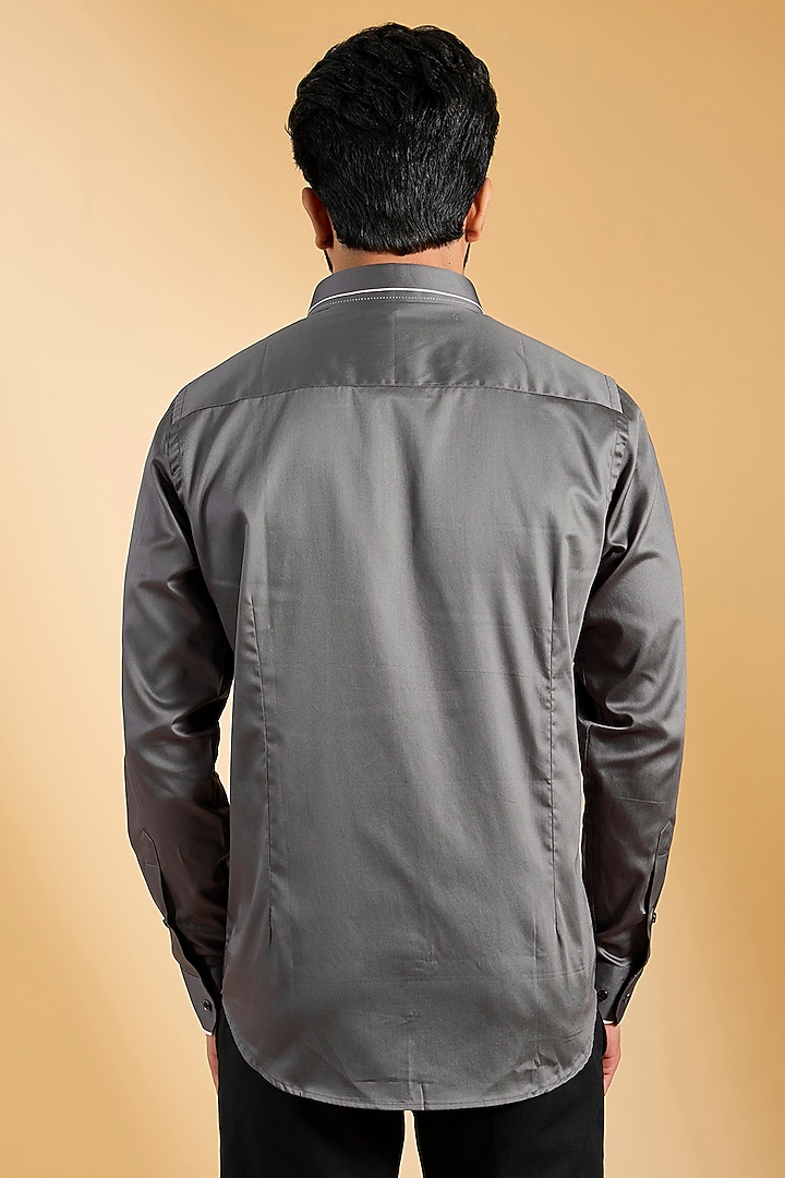 Grey Cotton Party Wear Shirt by H2O at Pernia's Pop Up Shop