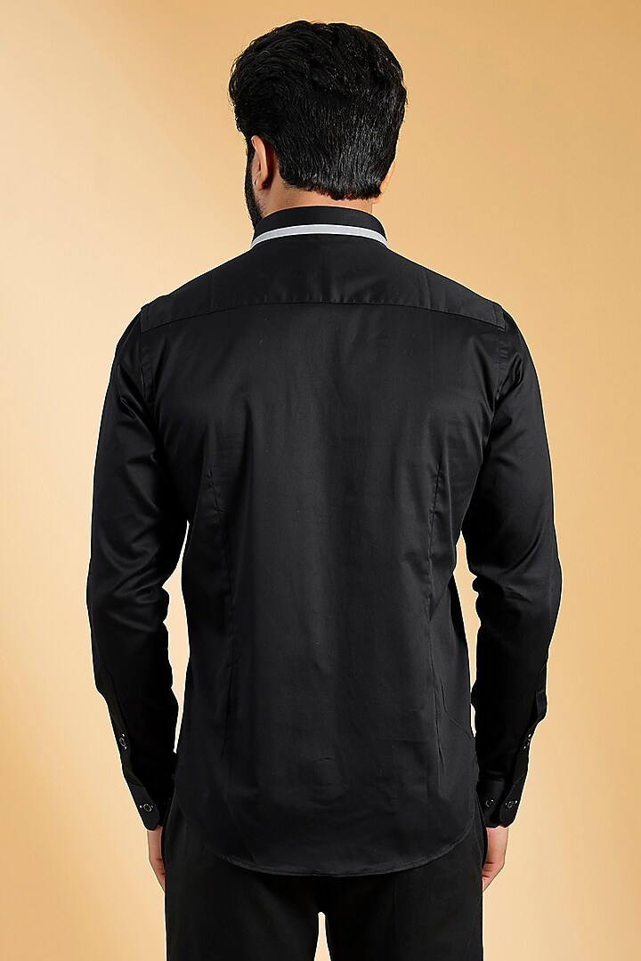 Black Cotton Party Wear Shirt by H2O at Pernia's Pop Up Shop