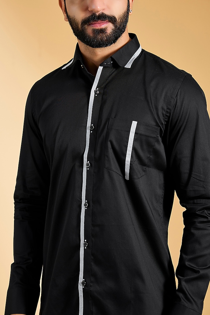 Black Cotton Party Wear Shirt by H2O at Pernia's Pop Up Shop