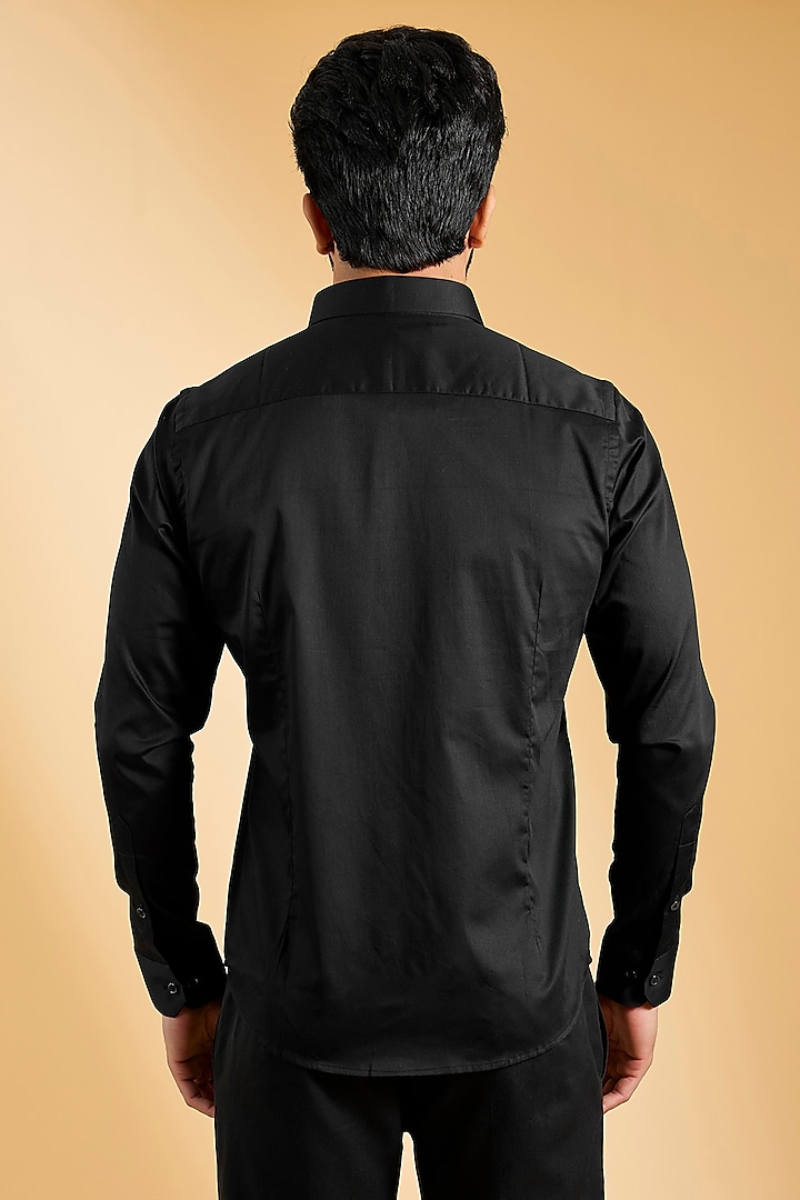 Black Cotton Party Wear Shirt by H2O at Pernia's Pop Up Shop