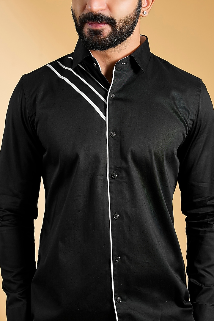 Black Cotton Party Wear Shirt by H2O at Pernia's Pop Up Shop