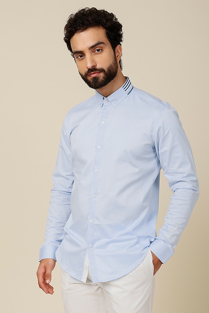 Sky Blue Cotton Party Wear Shirt by H2O at Pernia's Pop Up Shop