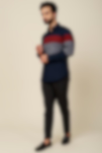 Multi-Colored Color Blocked Cotton Party Wear Shirt by H2O at Pernia's Pop Up Shop