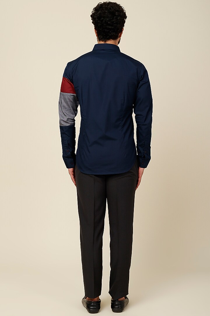 Multi-Colored Color Blocked Cotton Party Wear Shirt by H2O at Pernia's Pop Up Shop
