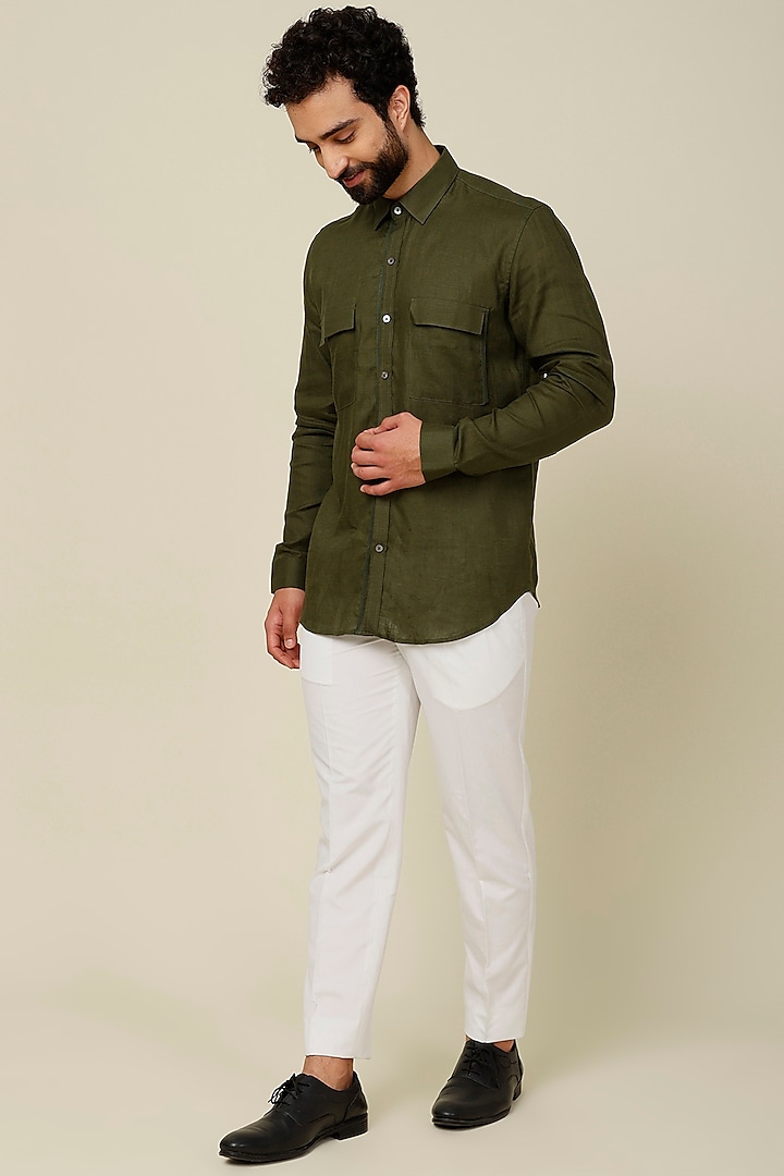 Olive Green Cotton Shirt by H2O