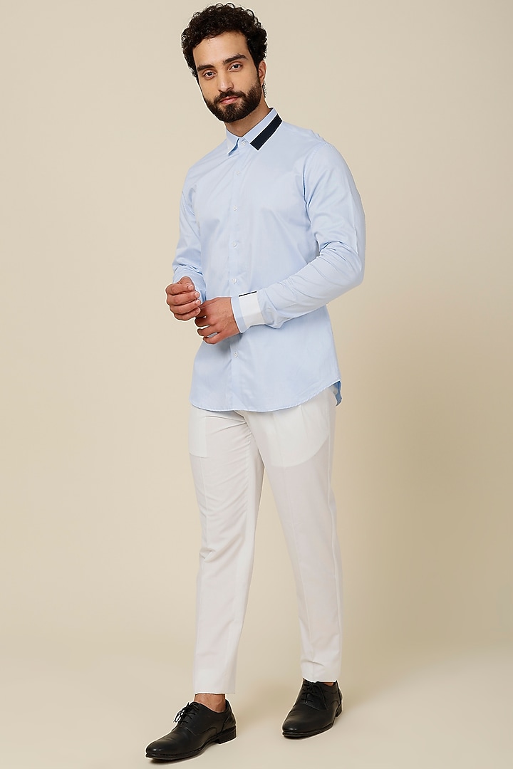 Sky Blue Cotton Party Wear Shirt by H2O at Pernia's Pop Up Shop