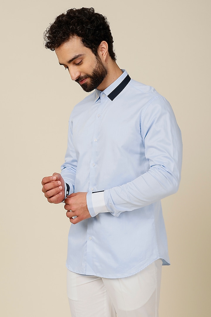 Sky Blue Cotton Party Wear Shirt by H2O at Pernia's Pop Up Shop