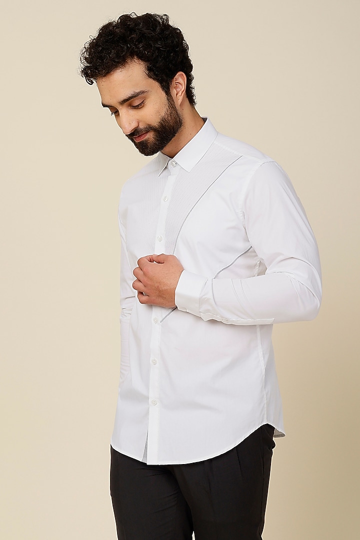 White Cotton Party Wear Shirt by H2O at Pernia's Pop Up Shop