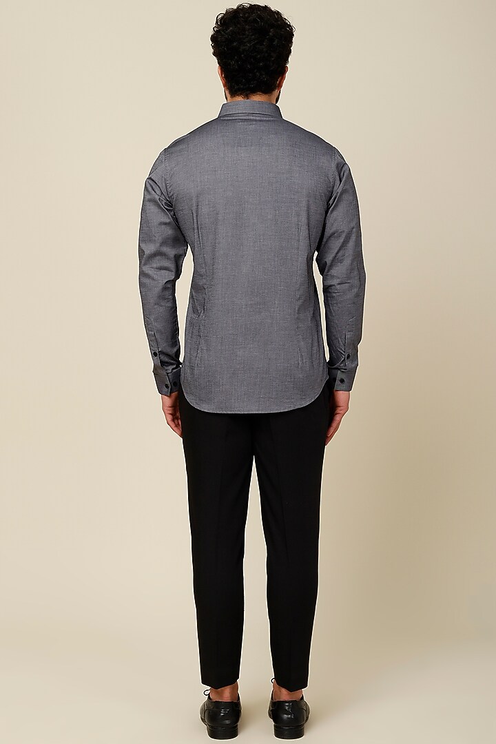 Grey Cotton Party Wear Shirt by H2O at Pernia's Pop Up Shop
