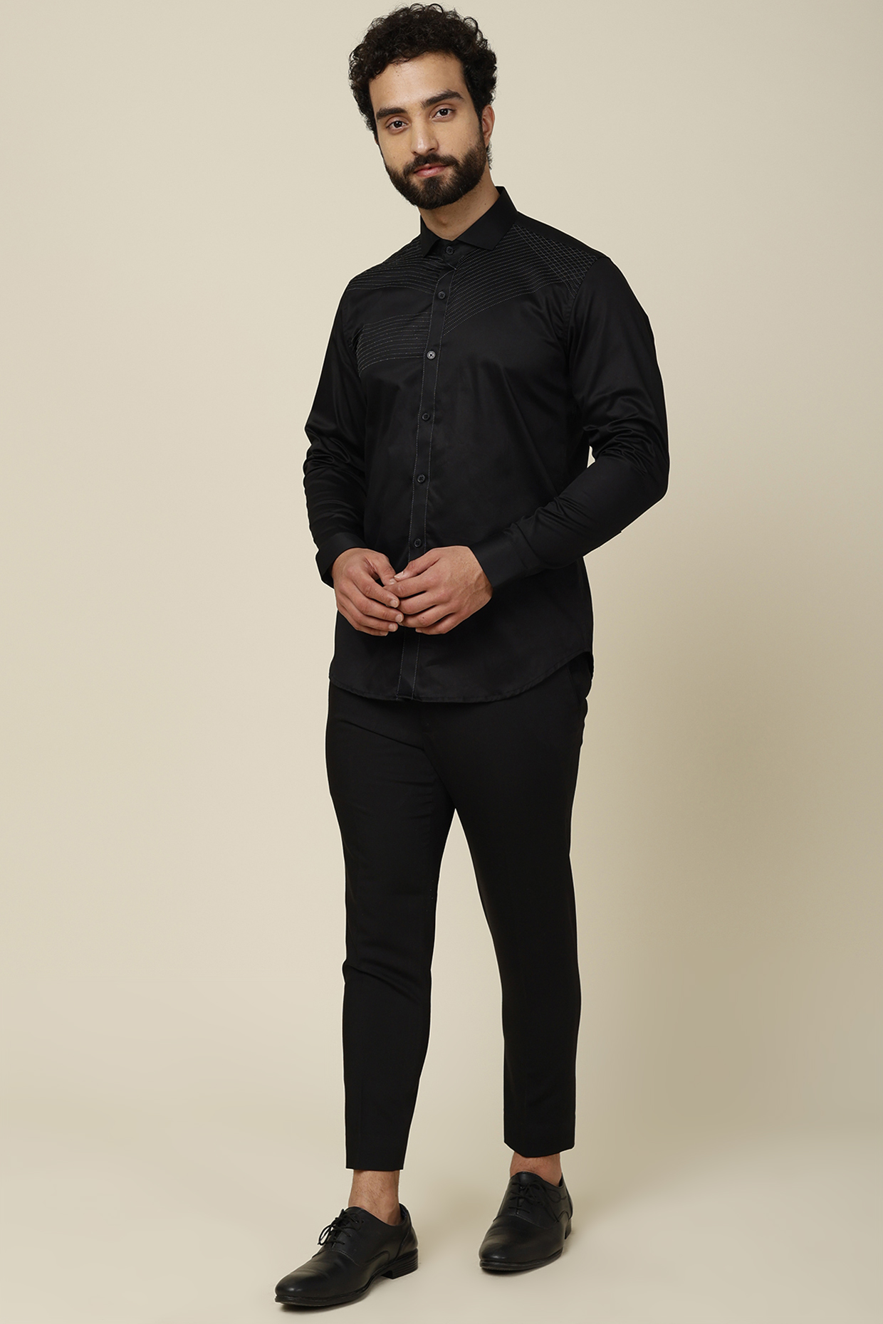 Black Cotton Knitted Shirt by H2O