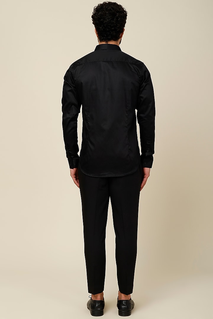 Black Color Blocked Cotton Party Wear Shirt by H2O at Pernia's Pop Up Shop