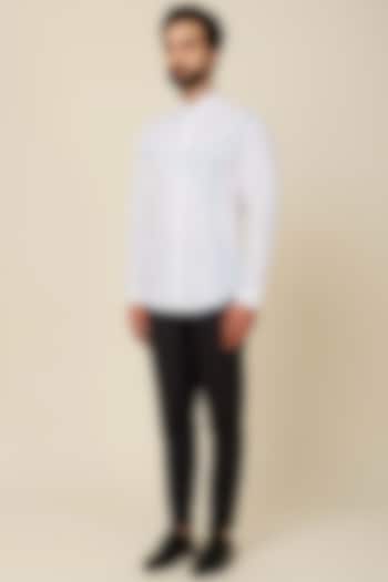 White Cotton Color Blocked Party Wear Shirt by H2O at Pernia's Pop Up Shop