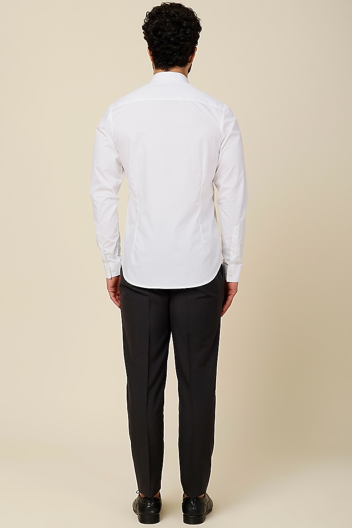 White Cotton Color Blocked Party Wear Shirt by H2O at Pernia's Pop Up Shop