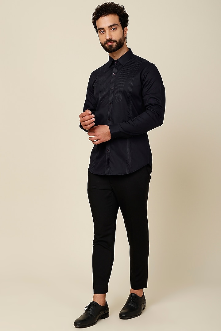 Dark Blue Cotton Party Wear Shirt by H2O at Pernia's Pop Up Shop