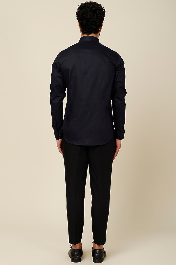 Dark Blue Cotton Party Wear Shirt by H2O at Pernia's Pop Up Shop