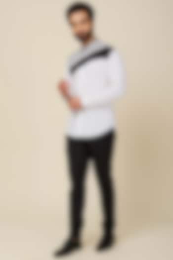 White Color Blocked Cotton Party Wear Shirt by H2O at Pernia's Pop Up Shop