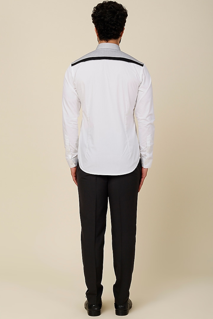 White Color Blocked Cotton Party Wear Shirt by H2O at Pernia's Pop Up Shop