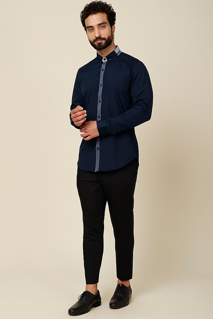 Blue Cotton Party Wear Shirt by H2O at Pernia's Pop Up Shop