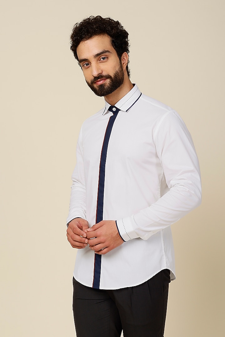 White Cotton Party Wear Shirt by H2O at Pernia's Pop Up Shop