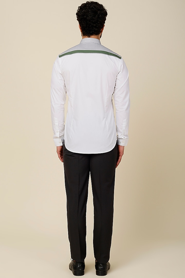 White Color Blocked Cotton Party Wear Shirt by H2O at Pernia's Pop Up Shop