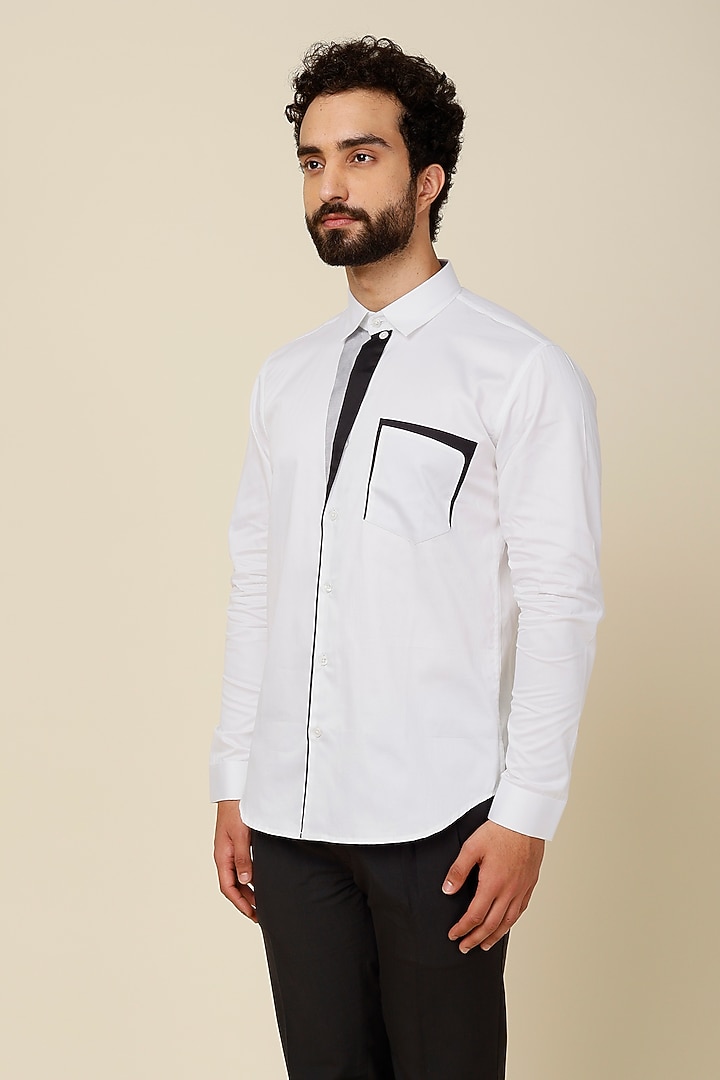 White Cotton Party Wear Shirt by H2O at Pernia's Pop Up Shop