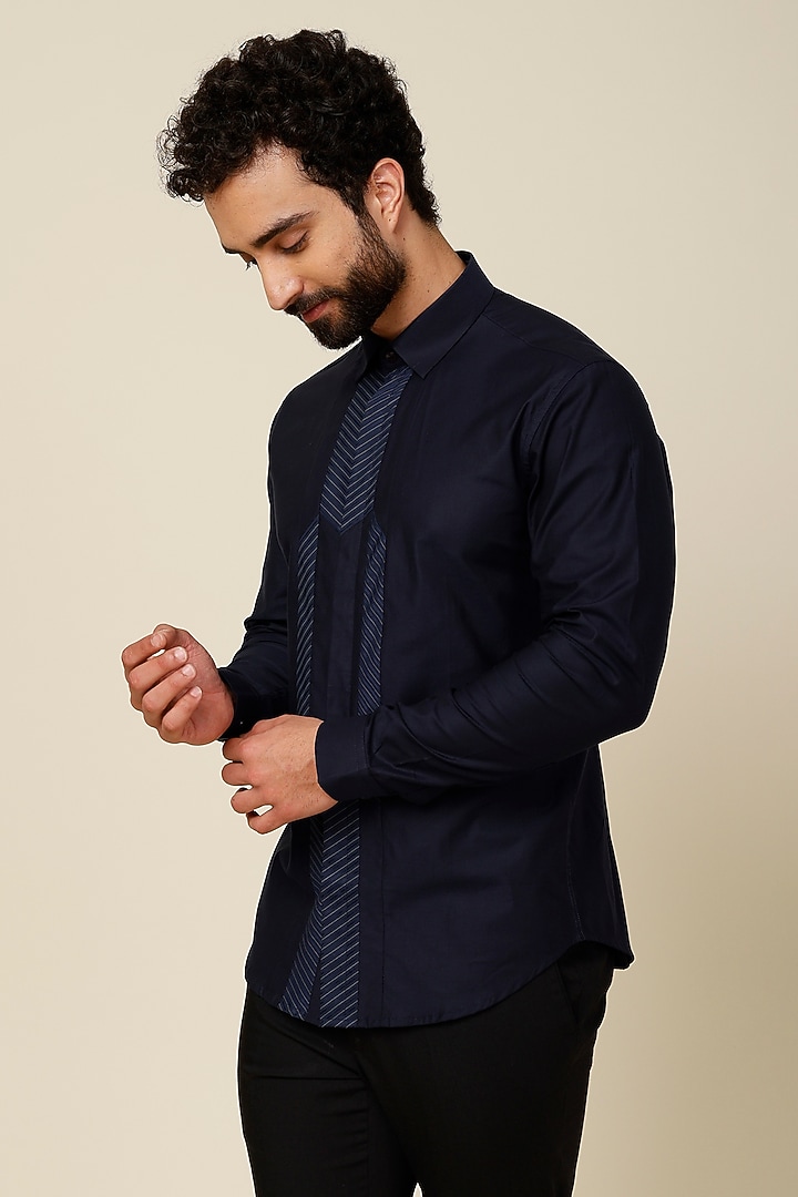 Galaxy Blue Cotton Party Wear Shirt by H2O at Pernia's Pop Up Shop