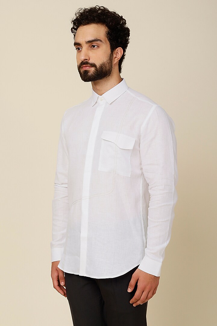 White Linen Party Wear Shirt by H2O at Pernia's Pop Up Shop