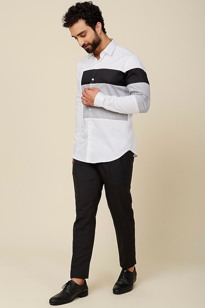 White Color Blocked Shirt by H2O
