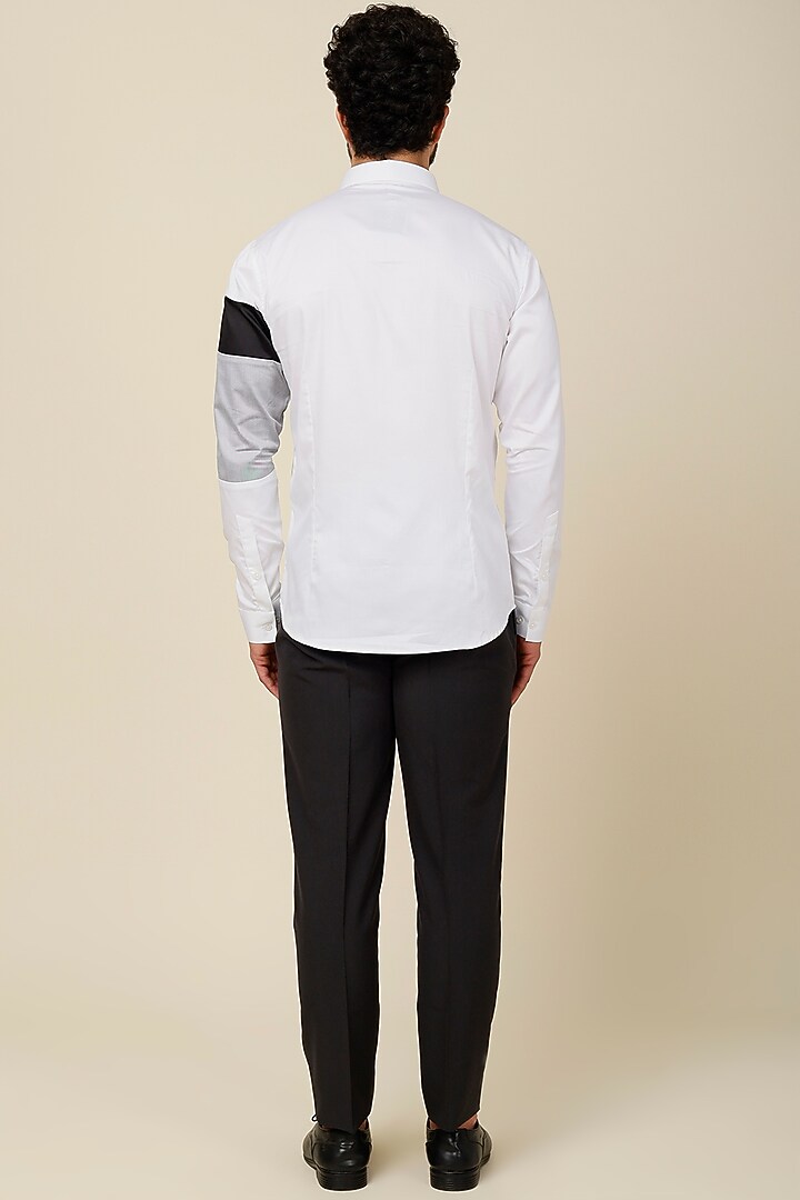 White Color Blocked Party Wear Shirt by H2O at Pernia's Pop Up Shop