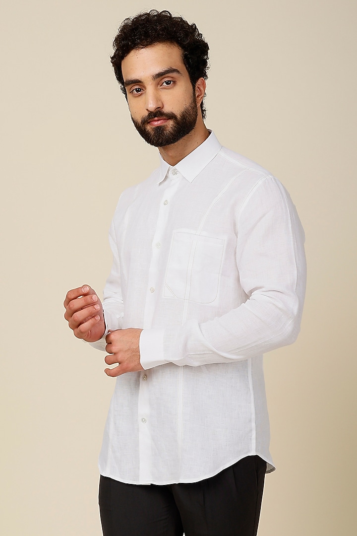 White Cotton Party Wear Shirt by H2O at Pernia's Pop Up Shop