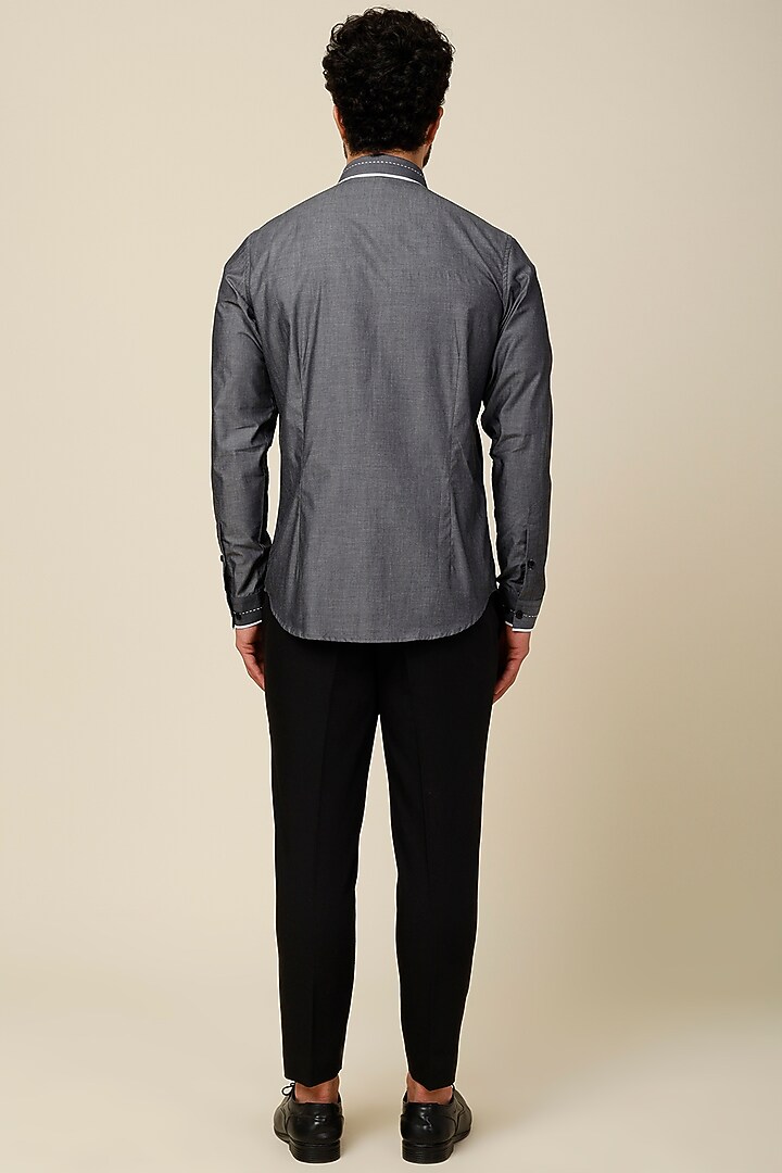 Grey Cotton Party Wear Shirt by H2O at Pernia's Pop Up Shop
