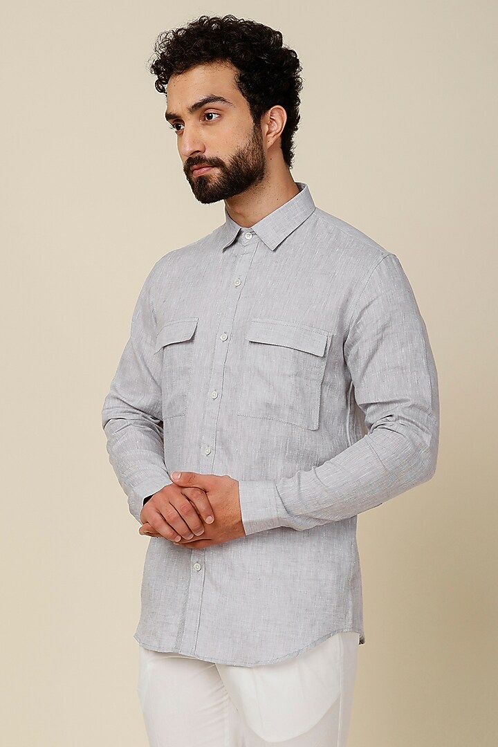 Light Blue Cotton Party Wear Shirt by H2O at Pernia's Pop Up Shop